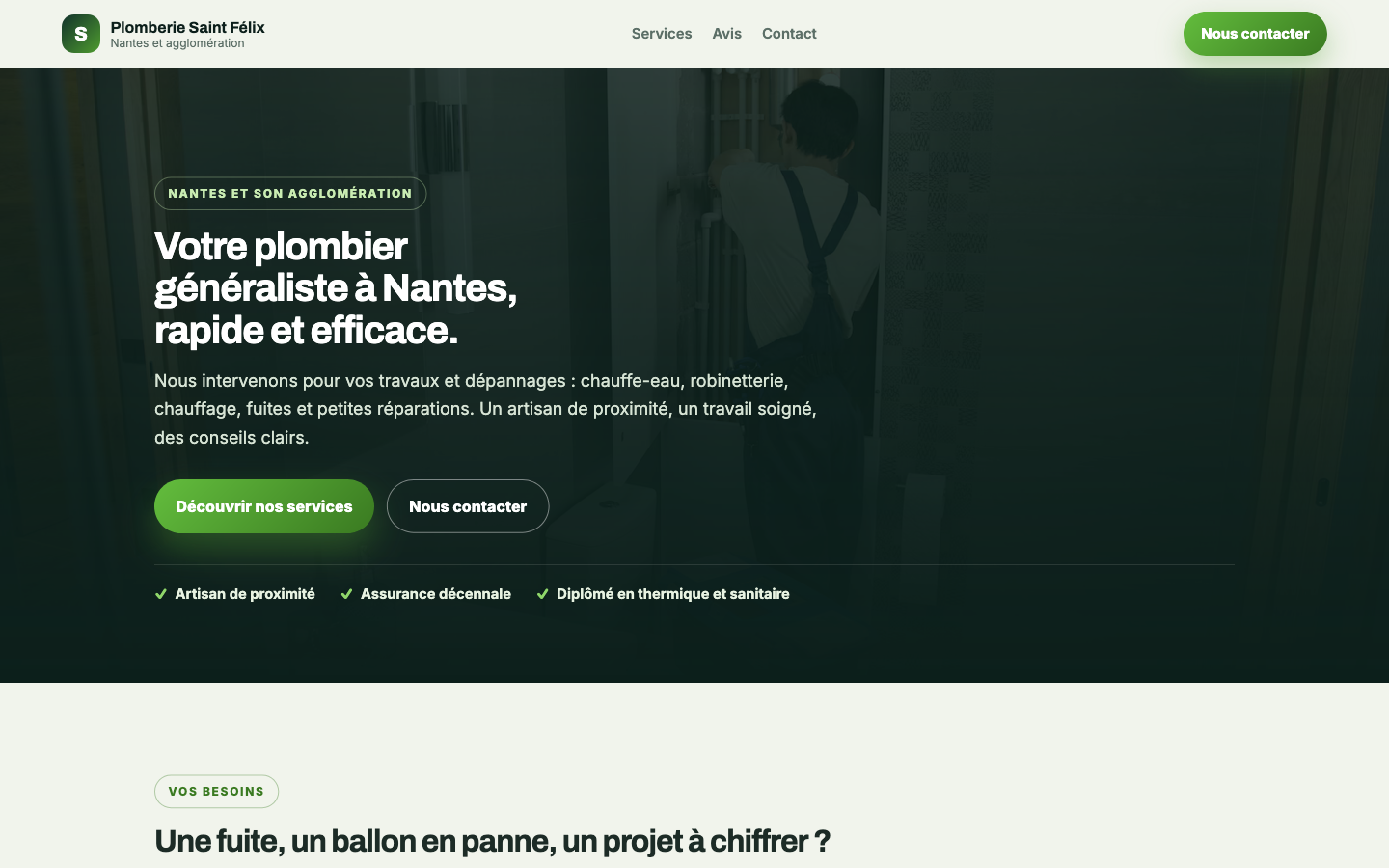 Plomberie Saint Felix website hero screenshot
